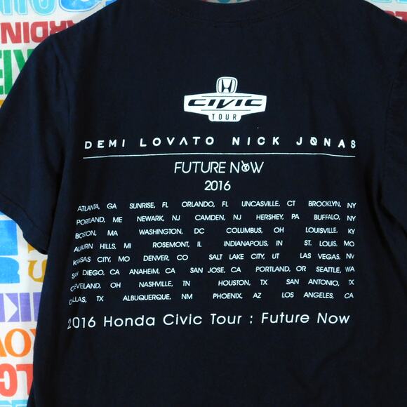 Demi Lovato Nick Jonas Future Now Tour 2016 T Shirt Size S Double Sided Civic - Picture 5 of 5